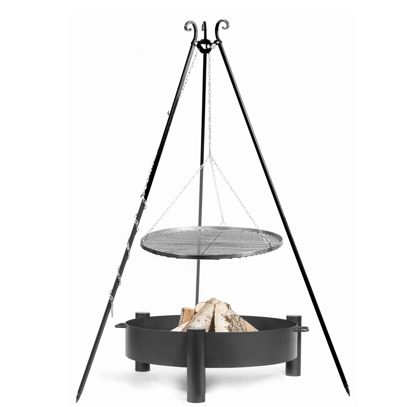 Zestaw palenisko Haiti 60 cm + trójnóg 180 cm + ruszt nierdzewny 50 cm CookKing Zestaw palenisko Haiti 60 cm + trójnóg 180 cm + ruszt nierdzewny 50 cm CookKing