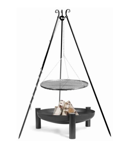 Zestaw palenisko Palma 80 cm + trójnóg 180 cm + ruszt stal czarna 70 cm CookKing