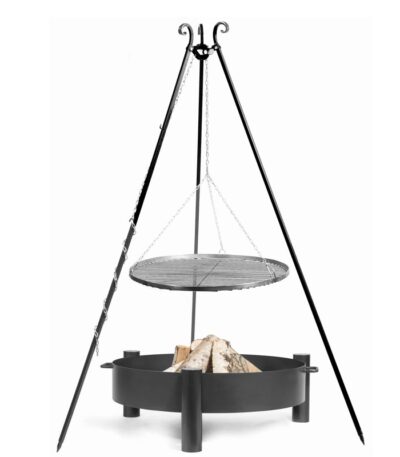 Zestaw palenisko Haiti 60 cm + trójnóg 180 cm + ruszt stal czarna 50 cm CookKing