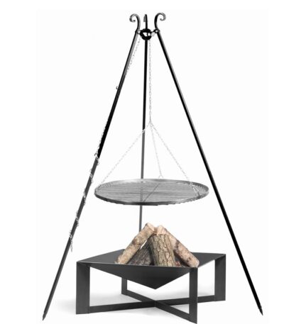 Zestaw palenisko Cuba 70 cm + trójnóg 180 cm + ruszt stal czarna 50 cm CookKing