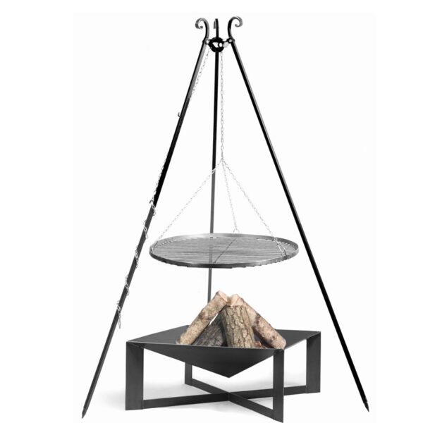 Zestaw palenisko Cuba 70 cm + trójnóg 180 cm + ruszt stal czarna 50 cm CookKing