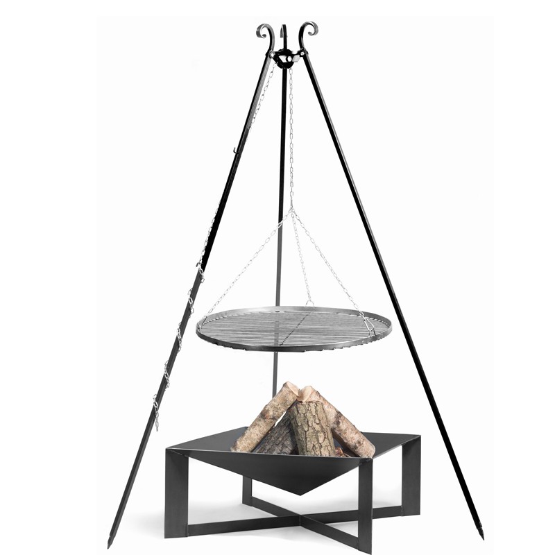 Zestaw palenisko Cuba 70 cm + trójnóg 180 cm + ruszt stal czarna 50 cm CookKing Zestaw palenisko Cuba 70 cm + trójnóg 180 cm + ruszt stal czarna 50 cm CookKing