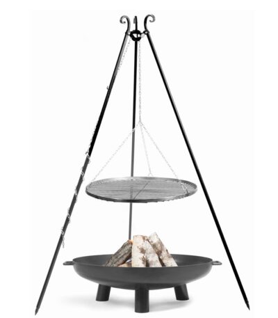Zestaw palenisko Bali 80 cm + trójnóg 180 cm + ruszt stal czarna 70 cm CookKing