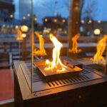 Ogrzewacz tarasowy Patio Mini Automatyczny Obudowa Szklana Biały Kratki