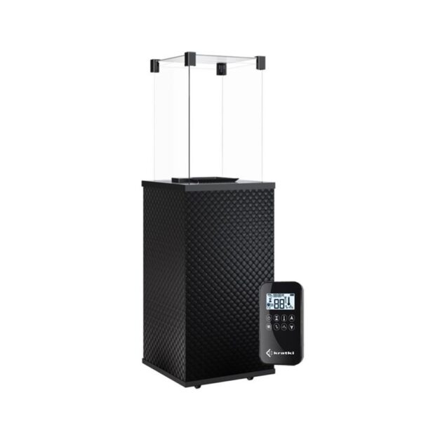 Ogrzewacz tarasowy Patio Mini Automatyczny Obudowa Szklana Pikowana Czarny Kratki