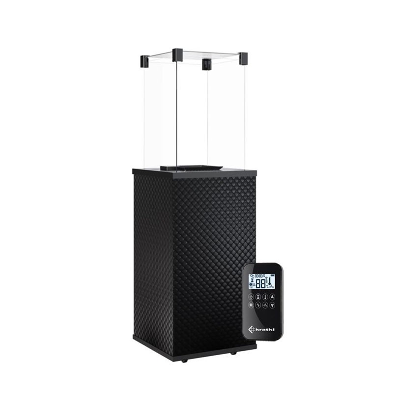 Ogrzewacz tarasowy Patio Mini Automatyczny Obudowa Szklana Pikowana Czarny Kratki Ogrzewacz tarasowy Patio Mini Automatyczny Obudowa Szklana Pikowana Czarny Kratki