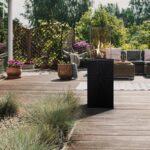 Ogrzewacz tarasowy Patio Mini Automatyczny Obudowa Szklana Pikowana Czarny Kratki