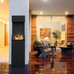 Ogrzewacz tarasowy Sierra Stalowy Czarny z szybami Kratki