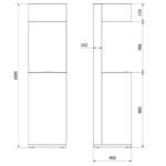 Ogrzewacz tarasowy Sierra Stalowy Czarny z szybami Kratki