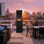 Ogrzewacz tarasowy Sierra Stalowy Czarny z szybami Kratki