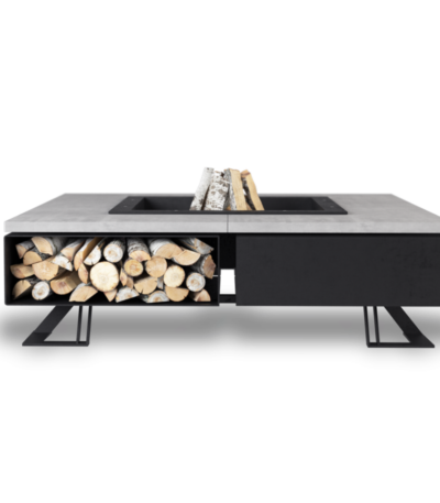 Palenisko ogrodowe Hetta Square 180 Black Inox Beton Hetta Supply