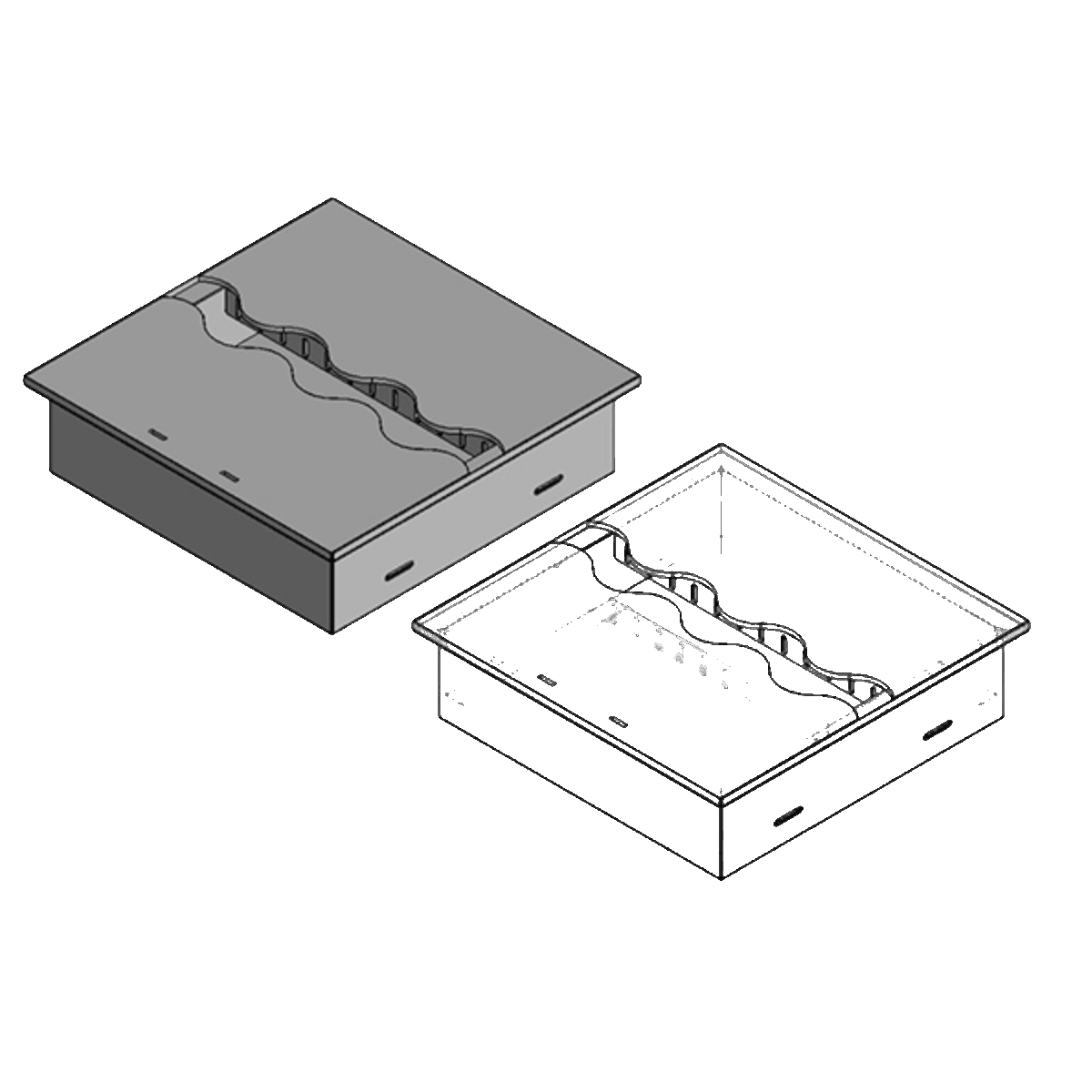 Wkład na bioetanol Fala 345×345 niesymetryczny inox Kami