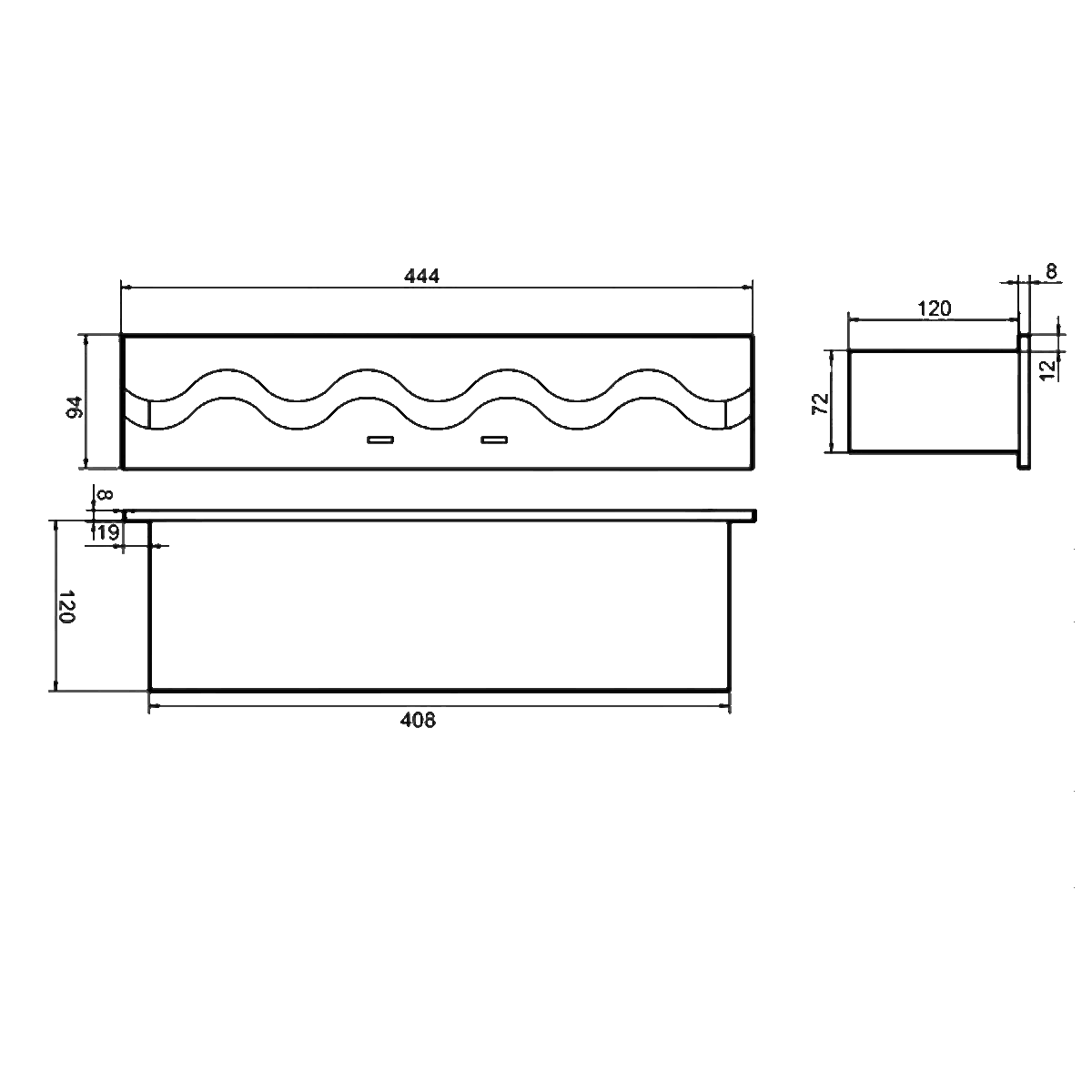 Wkład na bioetanol Fala 450×95 czarny Kami