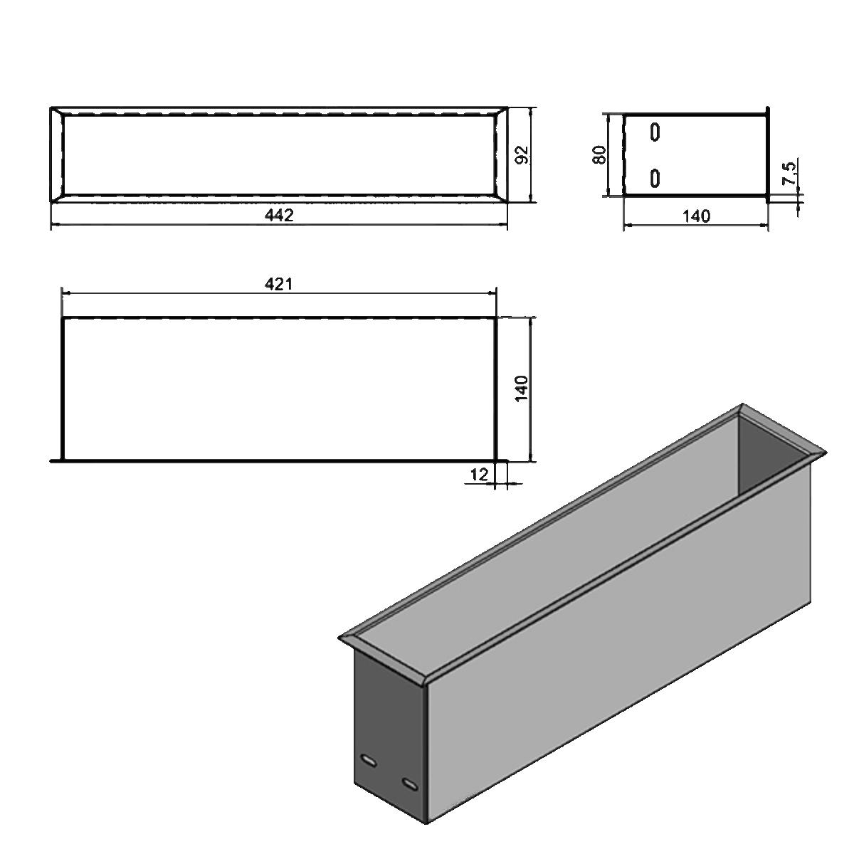 Wkład na bioetanol Fala 450×95 czarny Kami