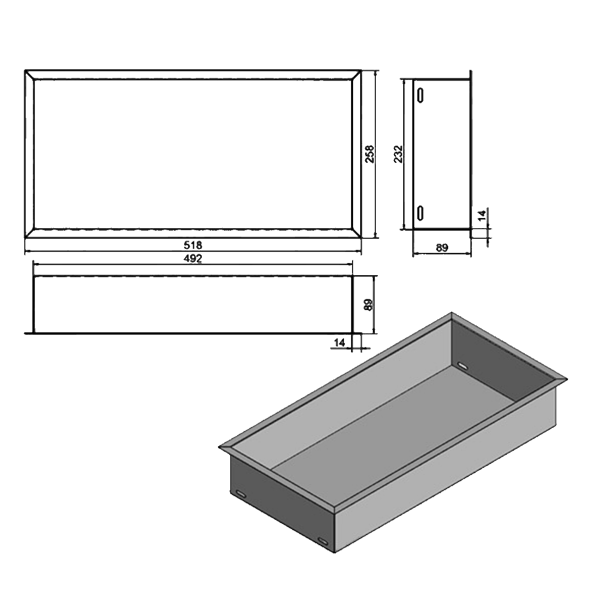 Wkład na bioetanol Fala 520×260 niesymetryczny czarny Kami