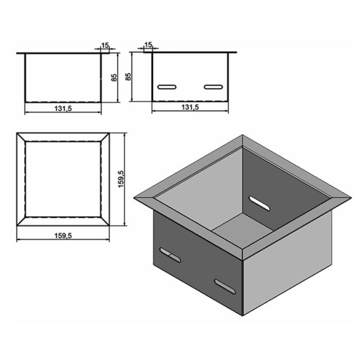 Wkład na bioetanol Fala 160×160 INOX Kami