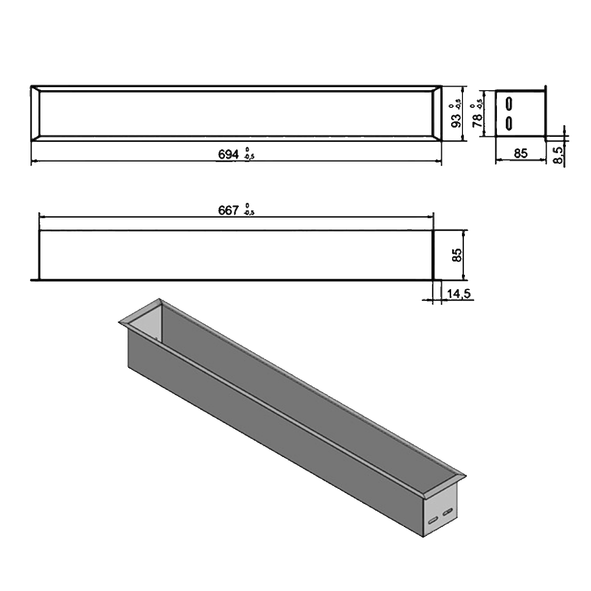 Wkład na bioetanol Fala 700×95 czarny Kami