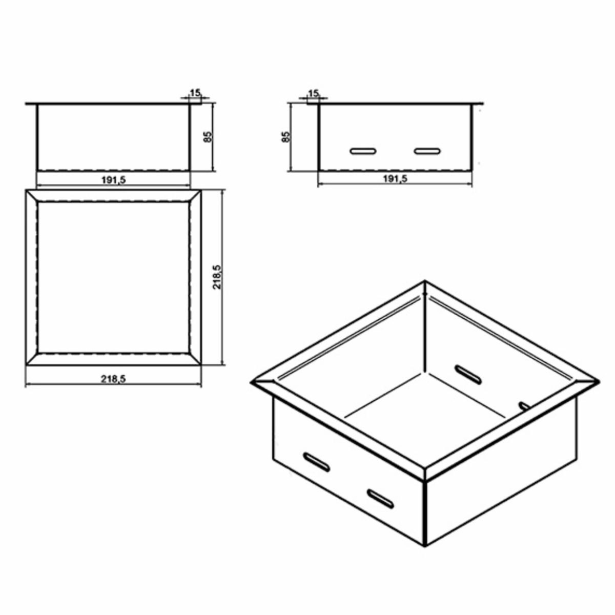 Wkład na bioetanol Fala 220×220 inox Kami