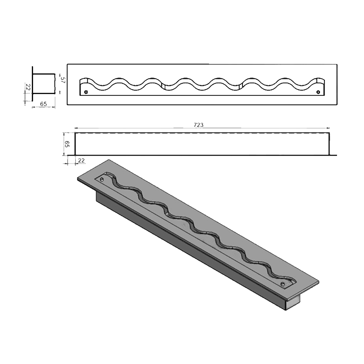 Wkład na bioetanol Fala 800×120 inox Kami