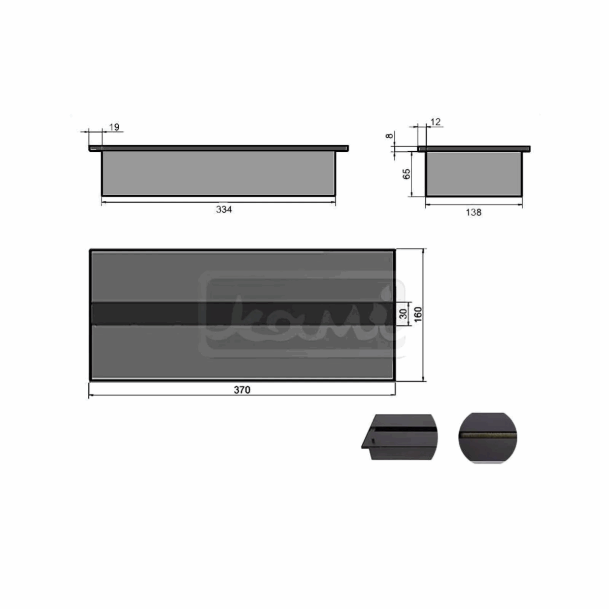 Wkład na bioetanol Linia 370×160 czarny Kami