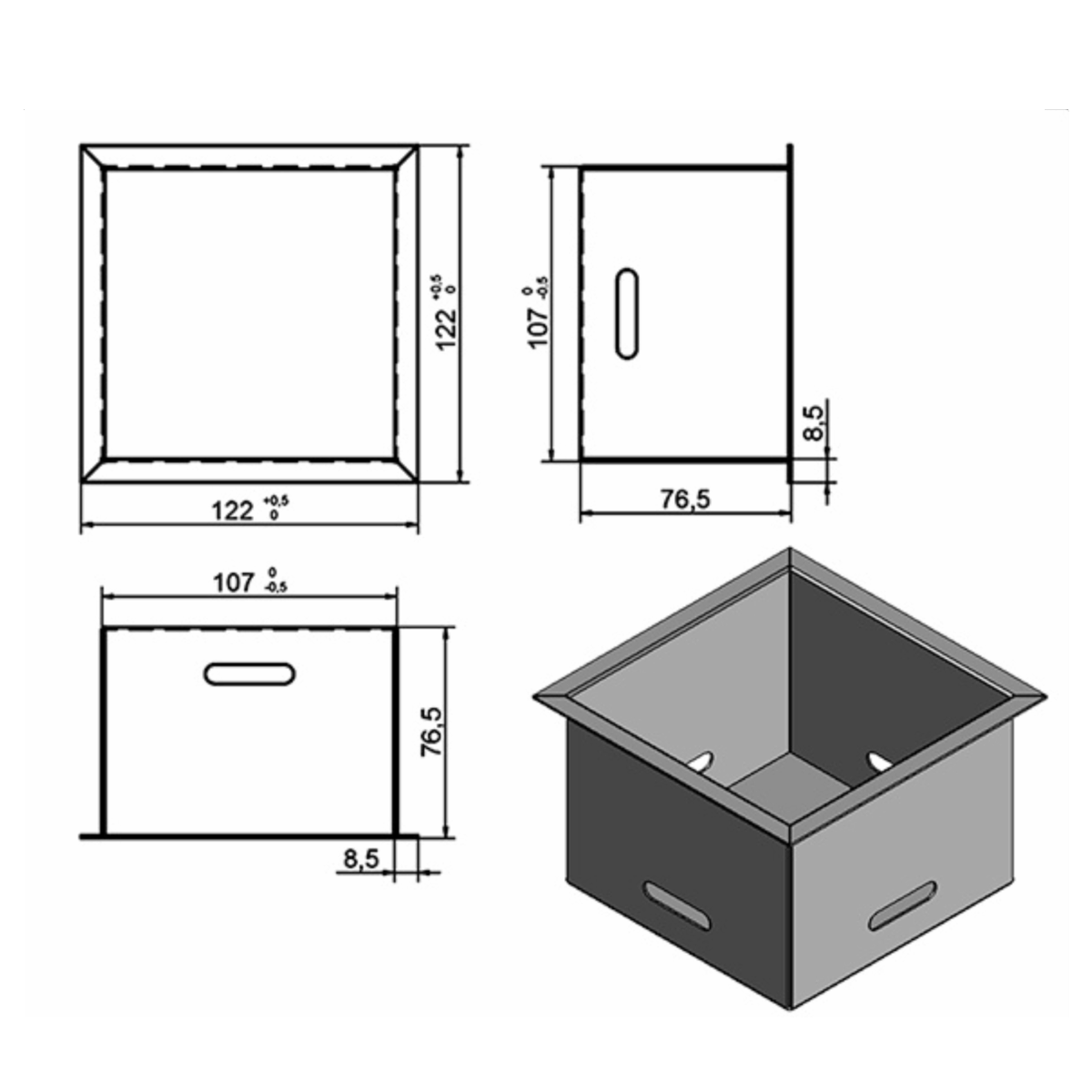 Wkład na bioetanol Fala 125×125 inox Kami