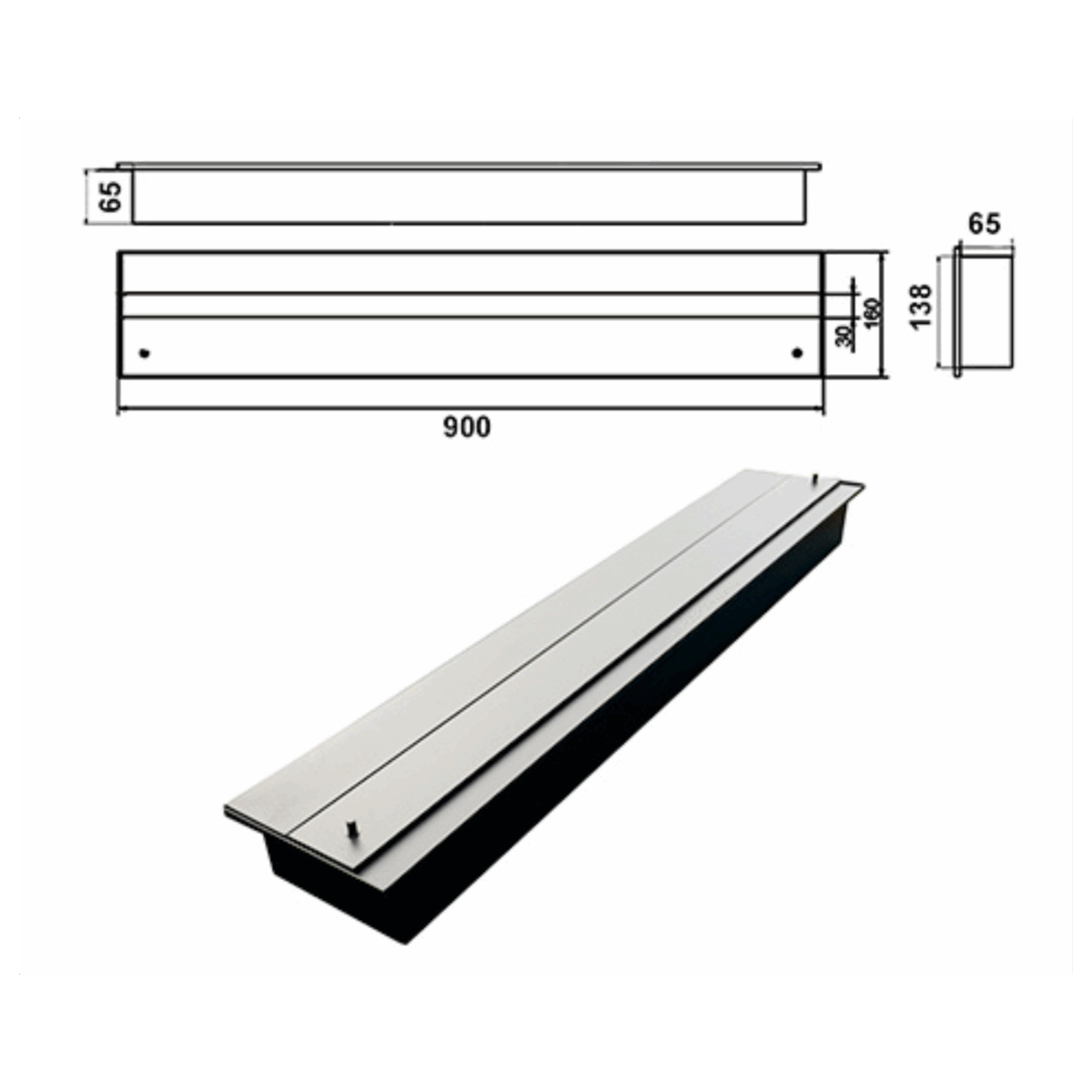 Wkład na bioetanol Linia 900×160 czarny Kami