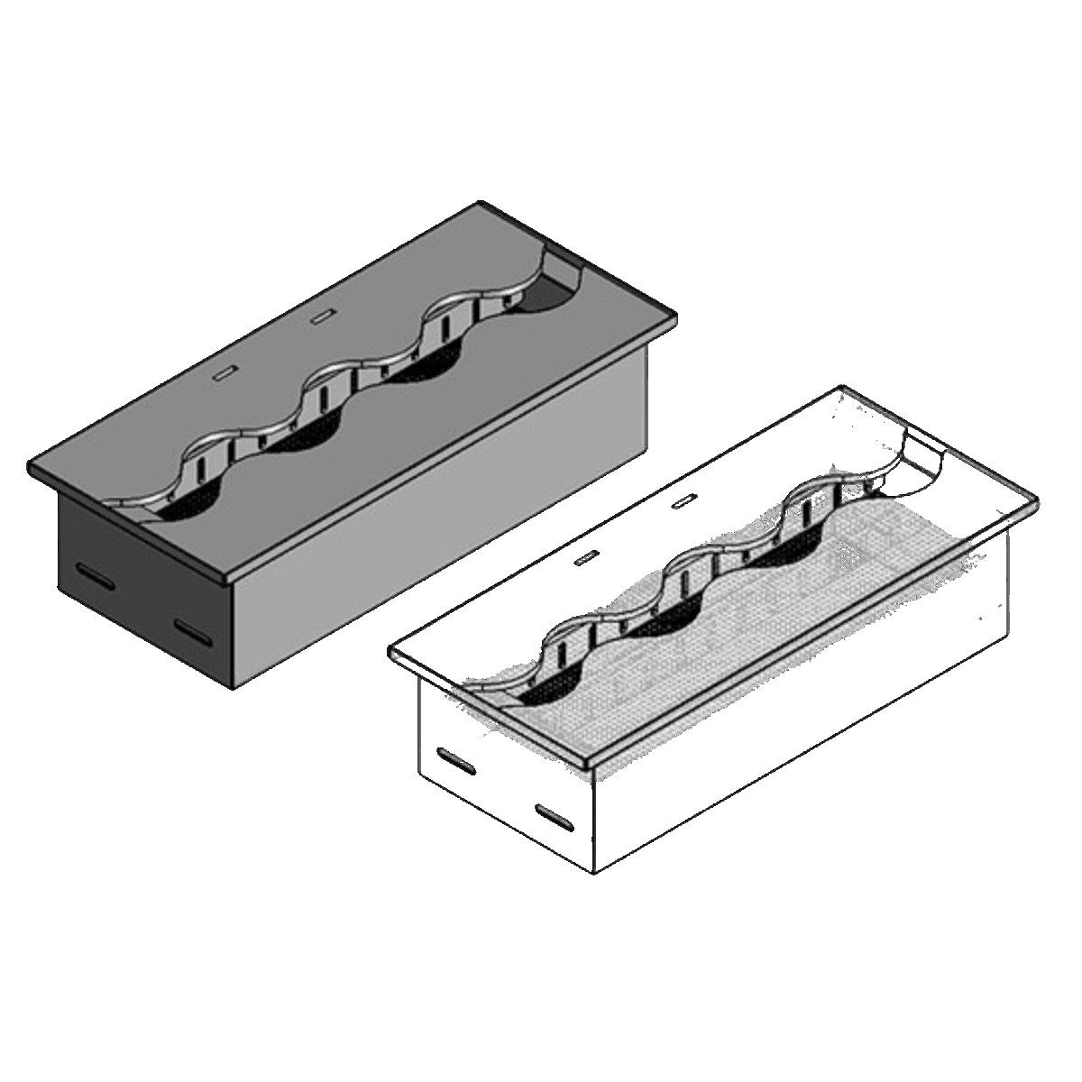 Wkład na bioetanol Fala 370×160 inox Kami