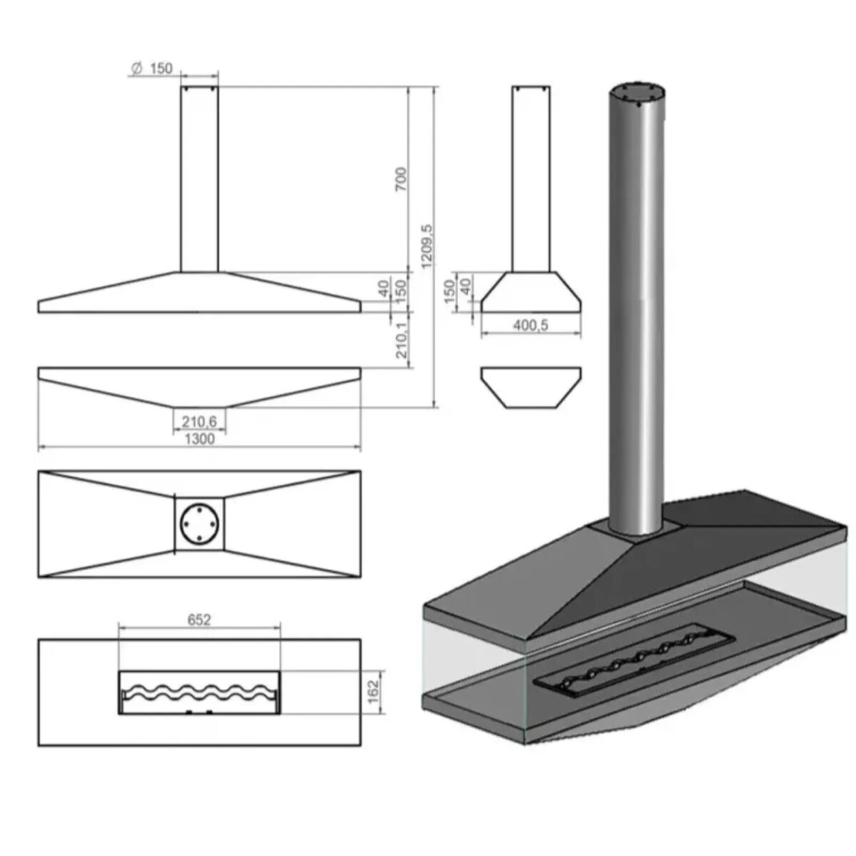 Biokominek wiszący Egon Tube Kami