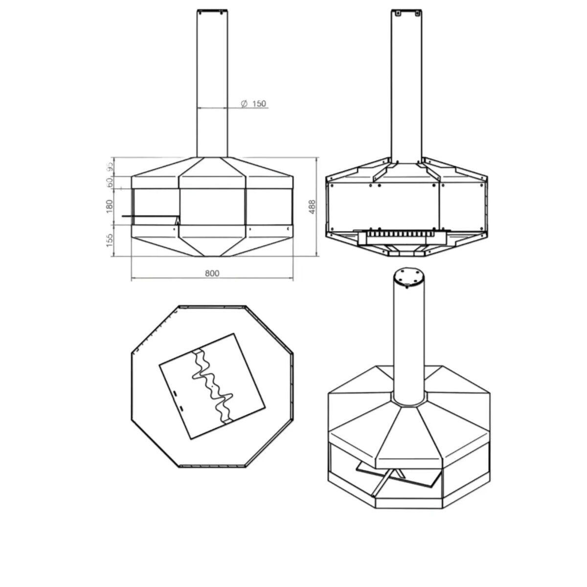 Biokominek wiszący Egon Tube Round White Kami