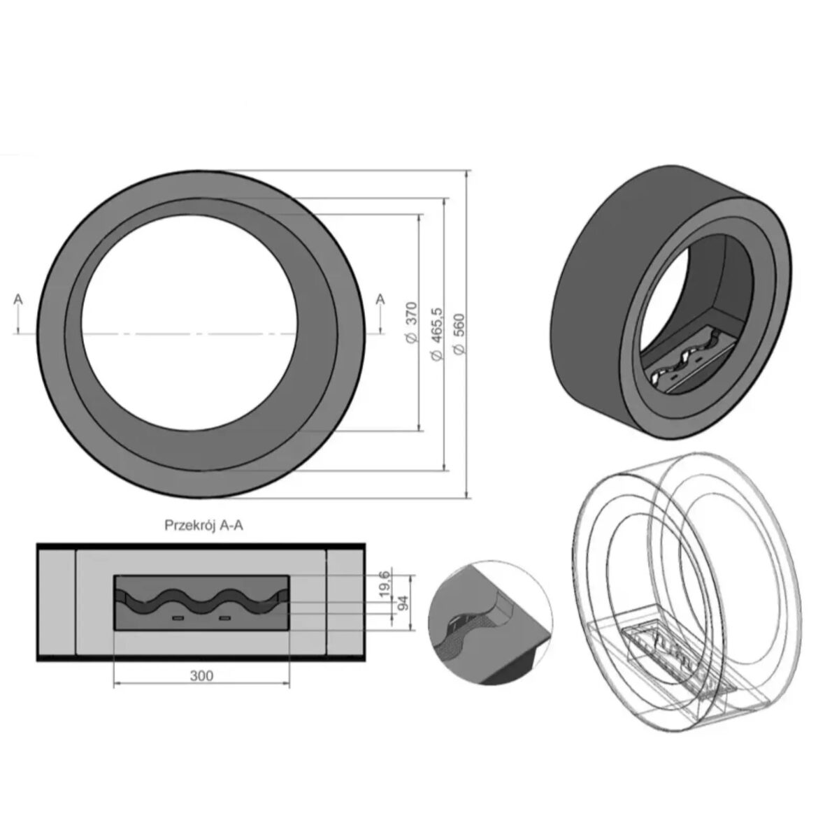 Biokominek wolnostojący Erta 56 Asymmetric Kami