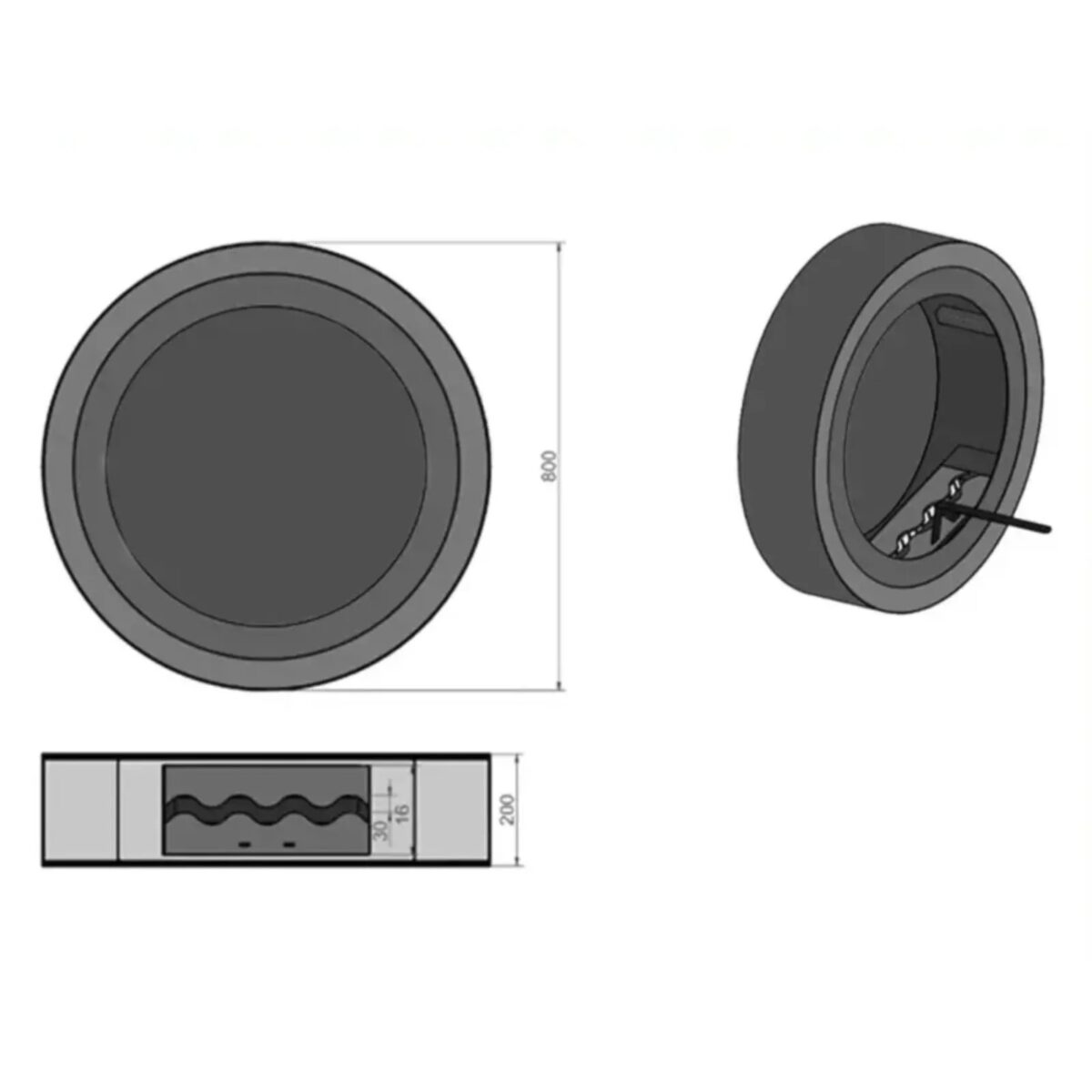 Biokominek wiszący Erta 80 Kami