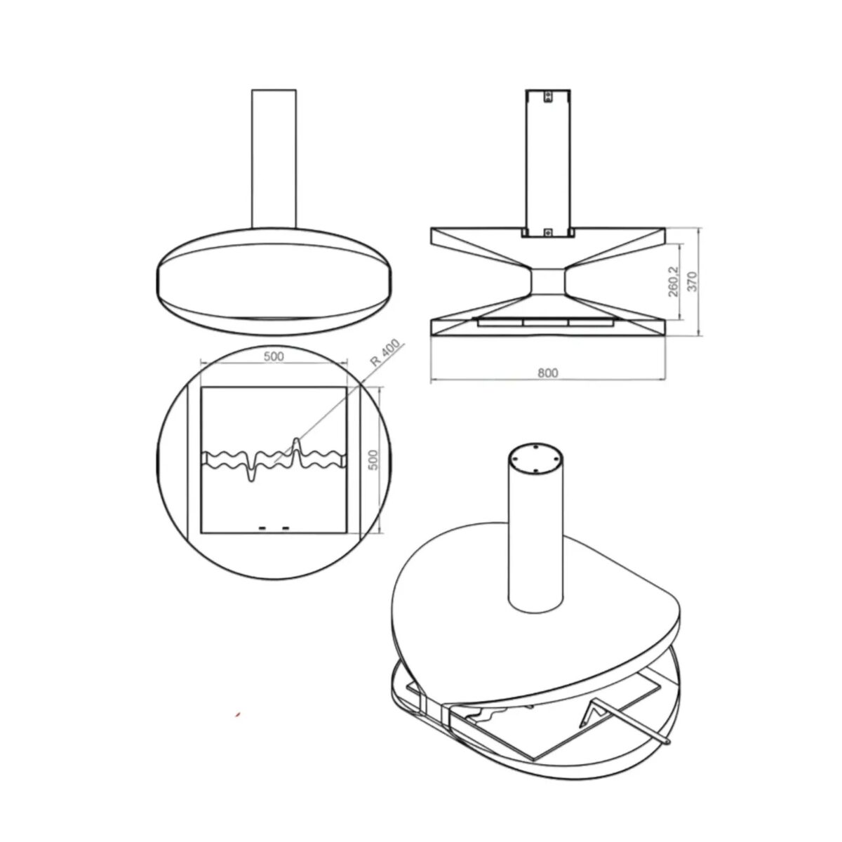 Biokominek wiszący Hualalai Round Tube Kami