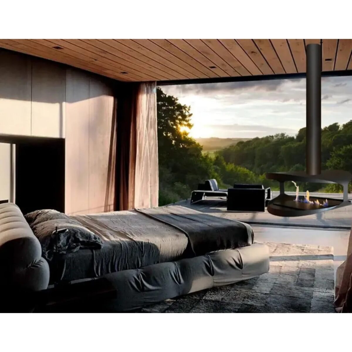 Biokominek wiszący Hualalai Round Tube Kami