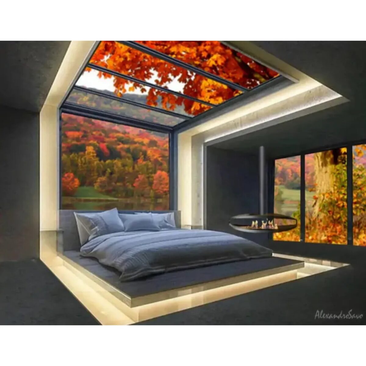 Biokominek wiszący Hualalai Tube Kami