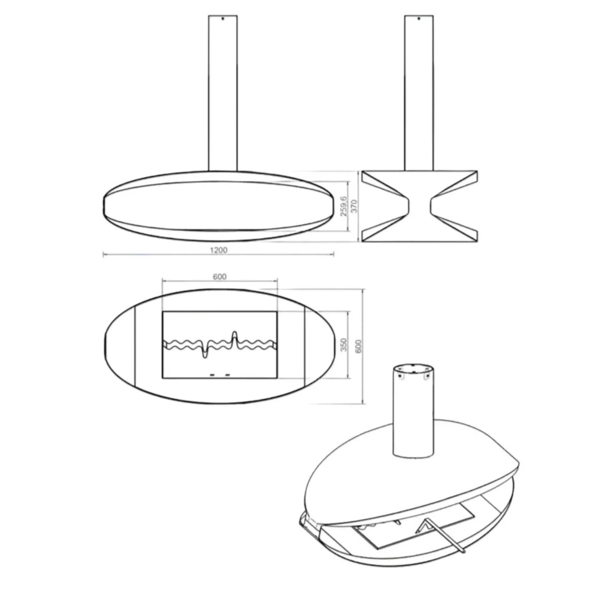 Biokominek wiszący Hualalai Tube Kami
