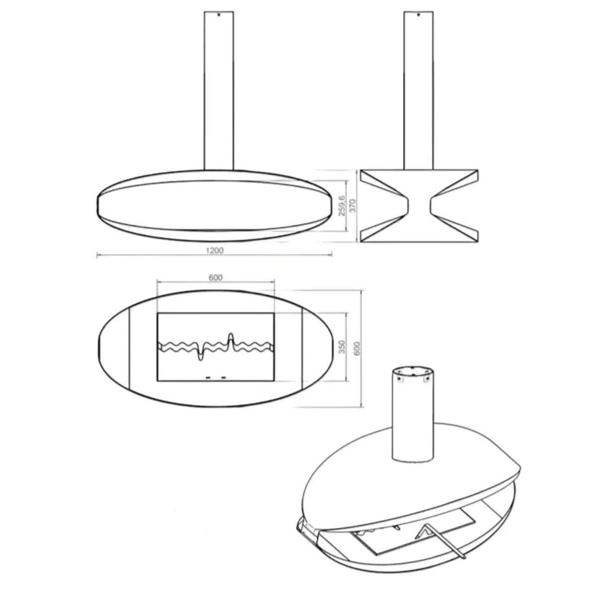 Biokominek wiszący Hualalai Tube White Kami