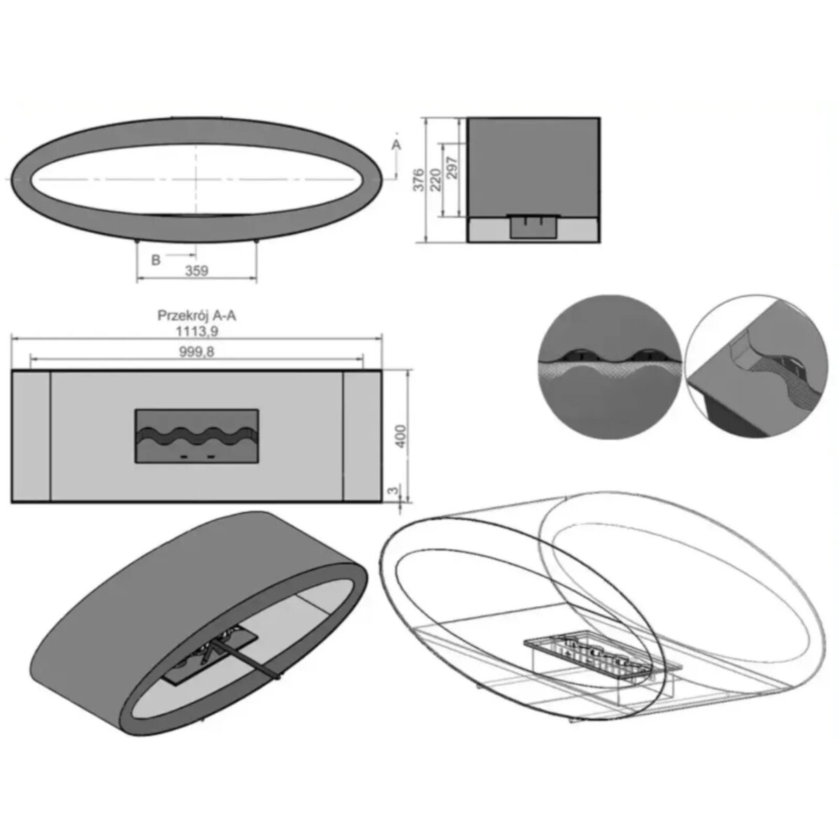 Biokominek wolnostojący Meru Kami