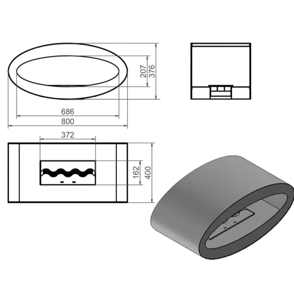 Biokominek wolnostojący Meru 800 Kami