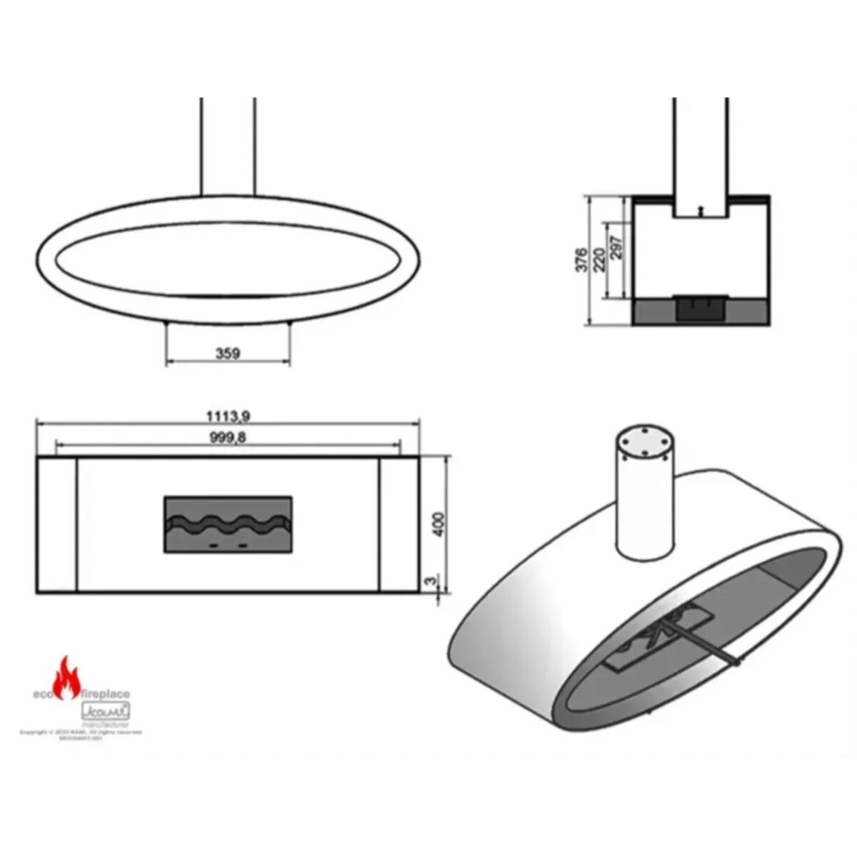 Biokominek wiszący Meru Tube Kami