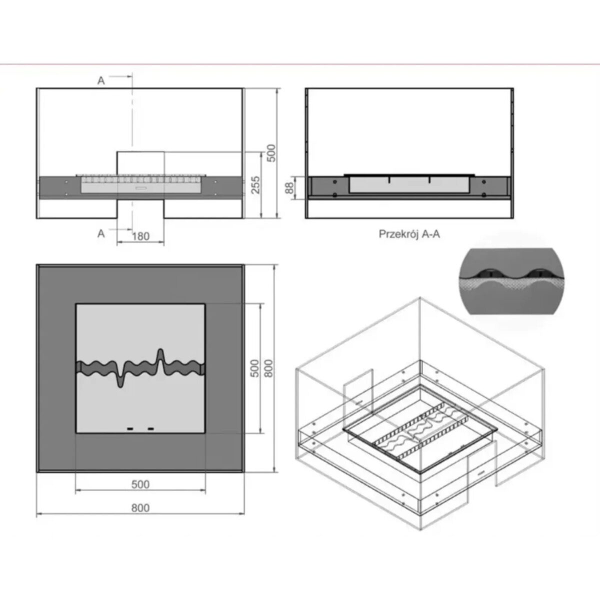 Biokominek wolnostojący Pico del Teide Kami