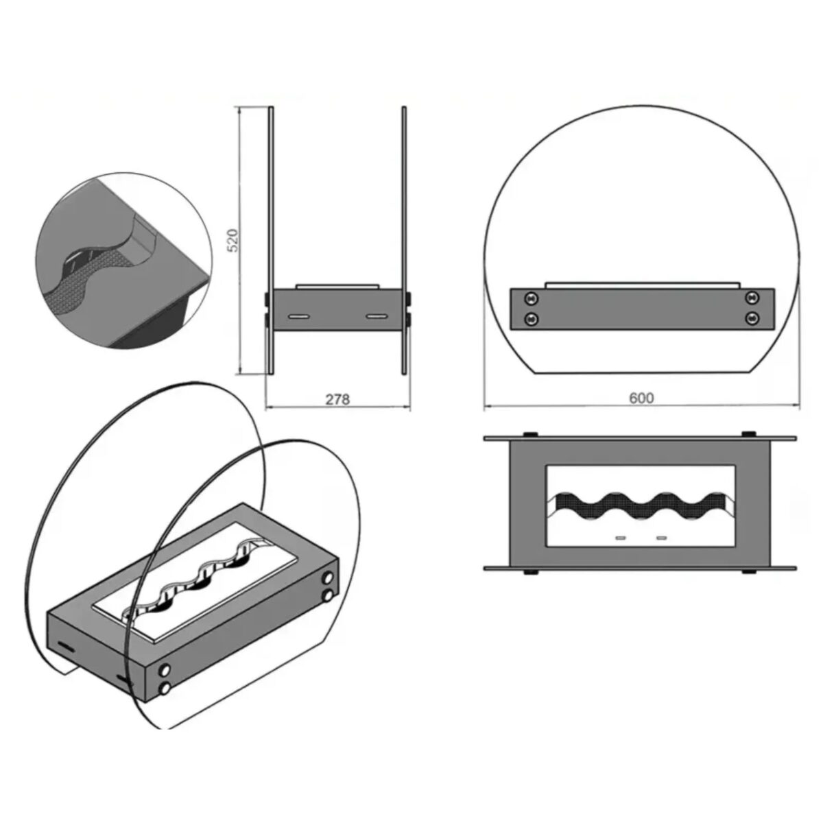 Biokominek wolnostojący Stromboli 60 Kami