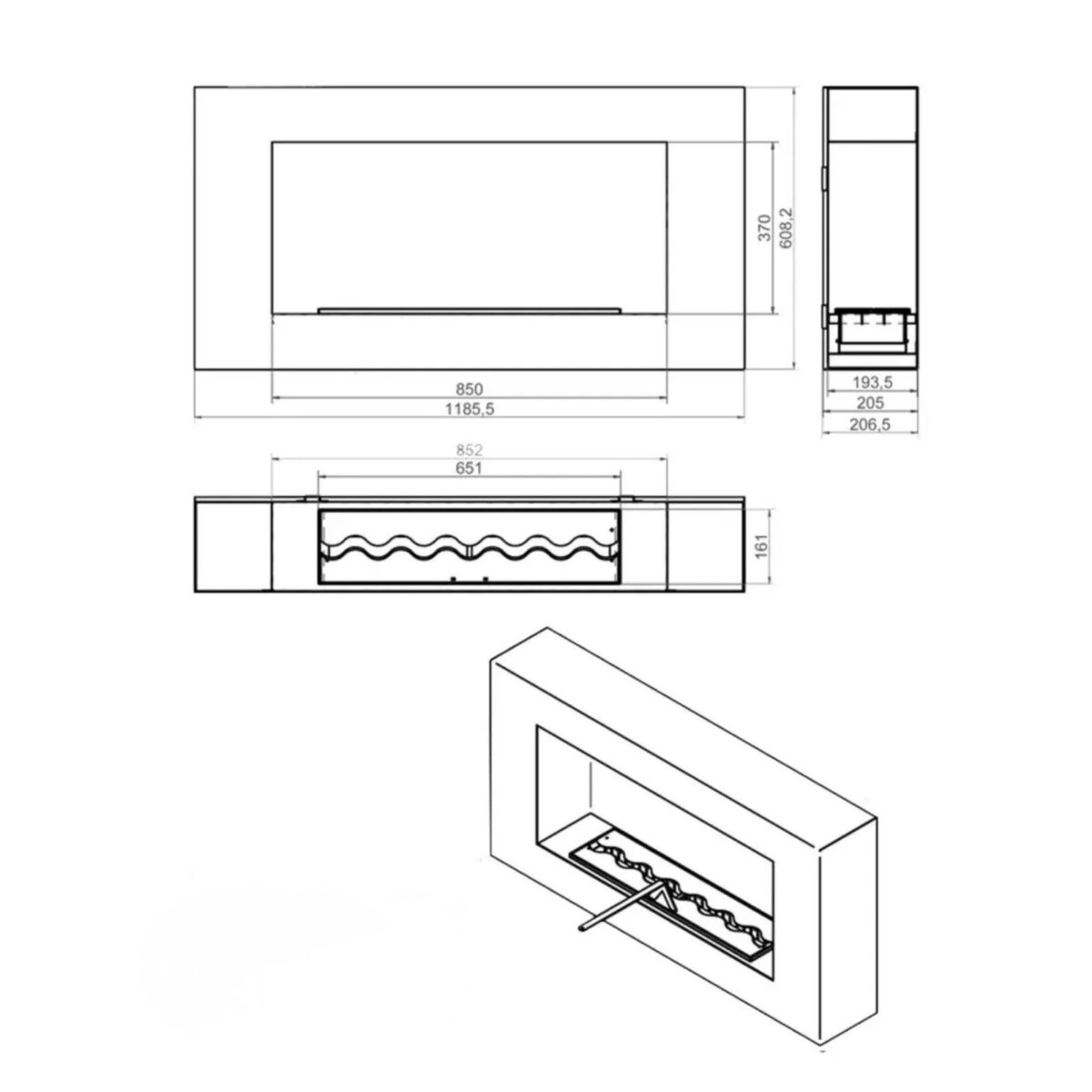 Biokominek do zabudowy Guntur Mirror Kami