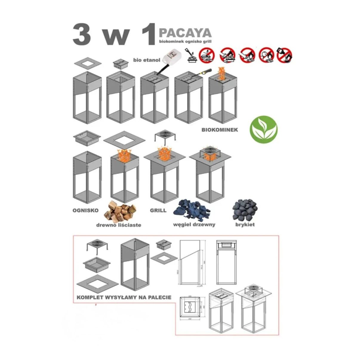 Biokominek wolnostojący Pacaya Kami