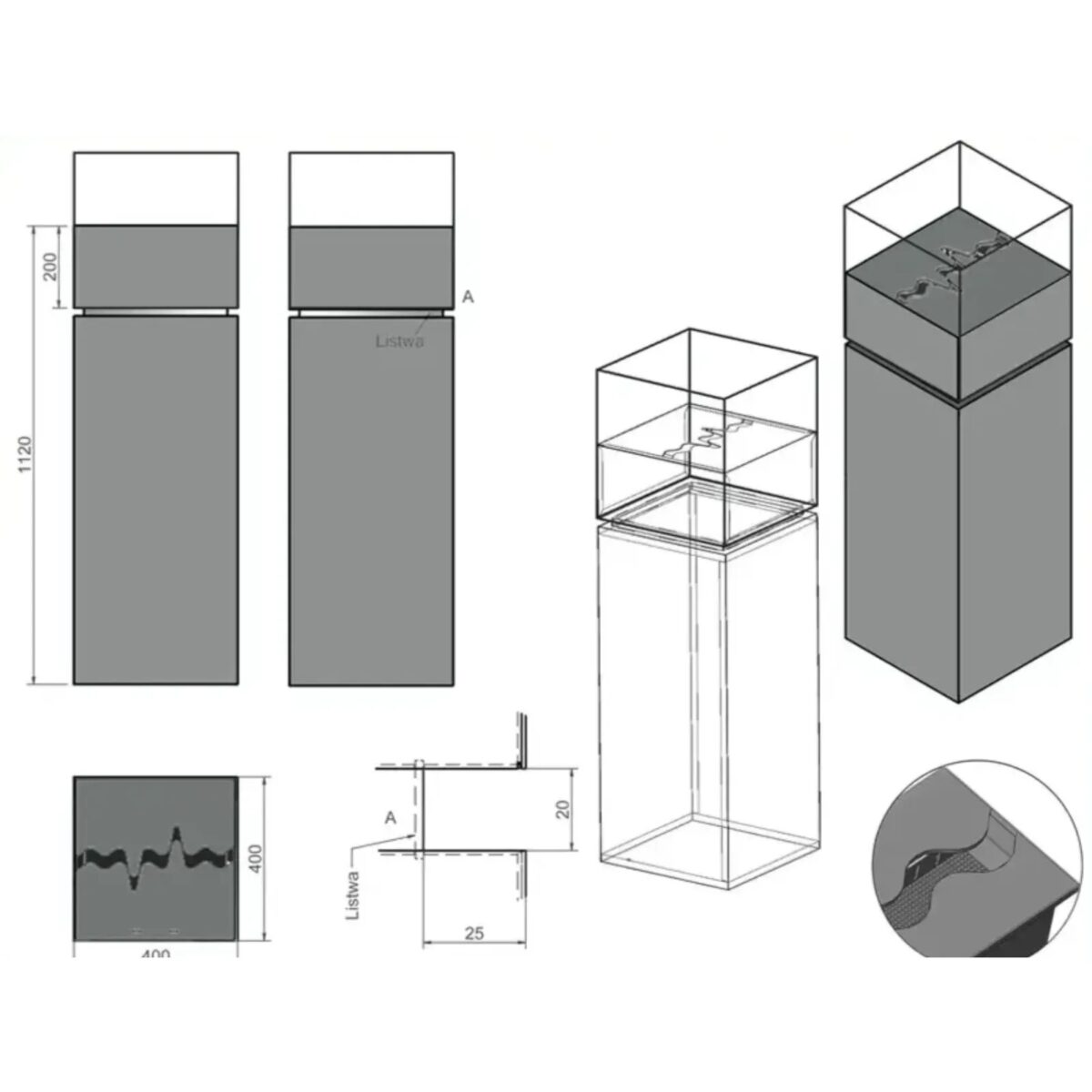 Biokominek wolnostojący Baru Kami