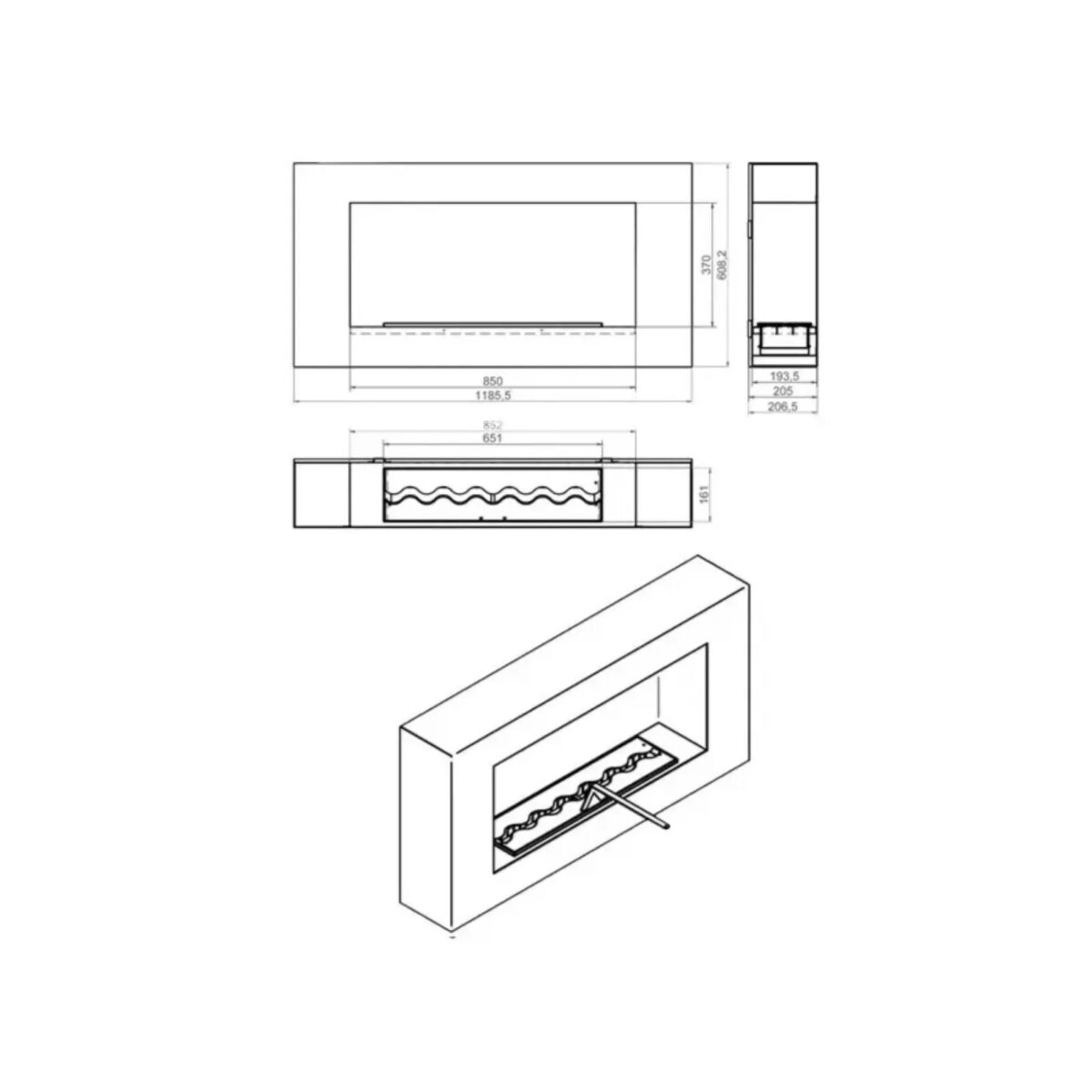 Biokominek do zabudowy Guntur Kami