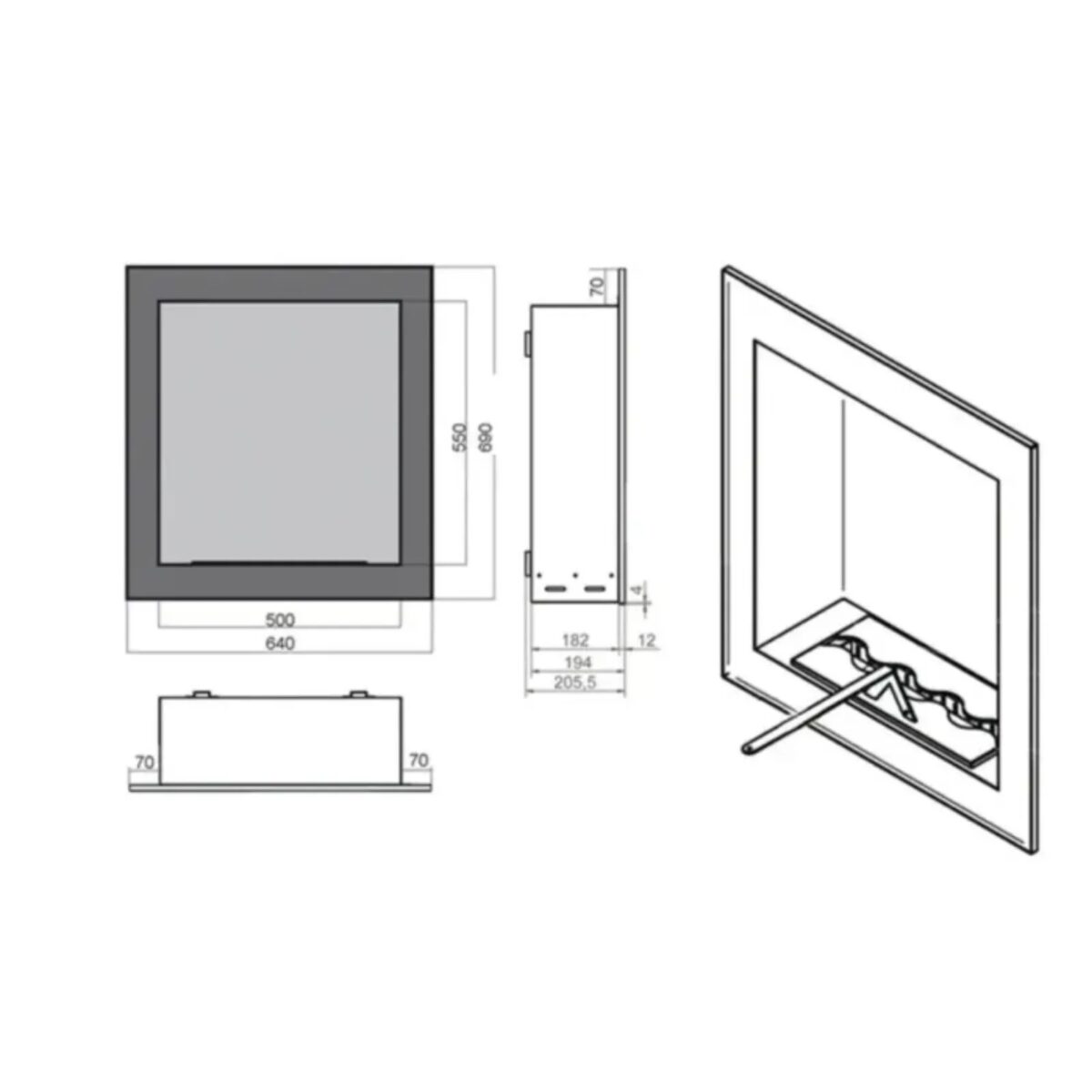 Biokominek do zabudowy Hierro White Kami