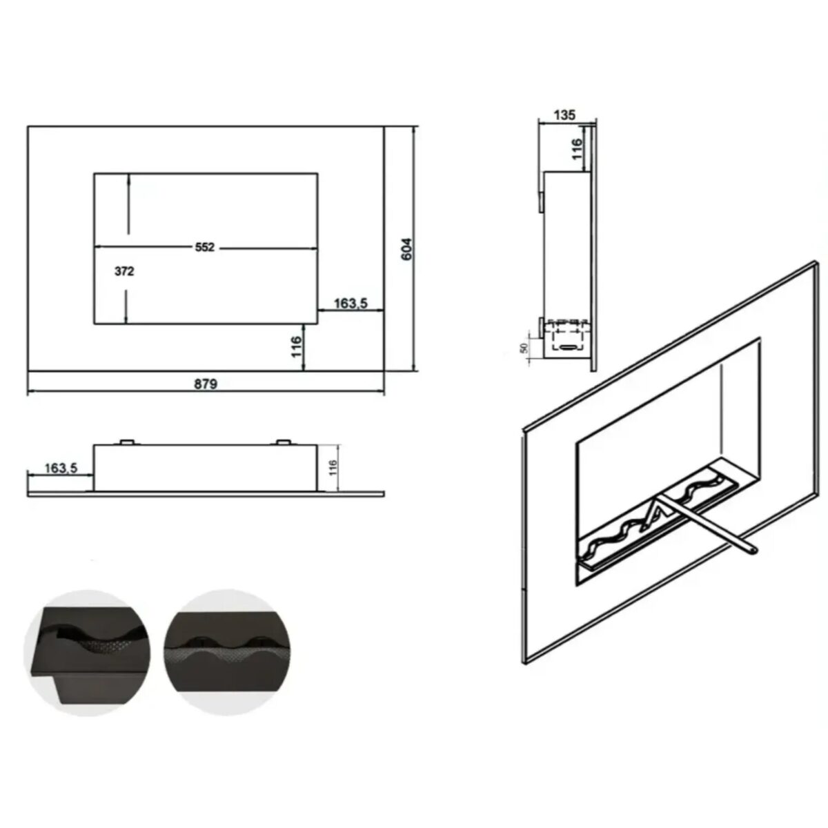Biokominek do zabudowy Wezuwiusz Slim Kami